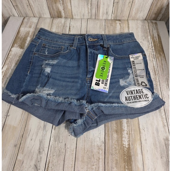 BlueSpice Womens High Waist Distressed Denim Shorts Blue Size 5 New - Picture 6 of 11